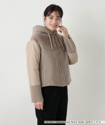＜Leilian (Women)＞異素材切替フーデッドジャケット