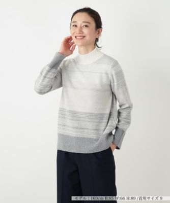 ＜Leilian (Women)＞ボーダーハイネックニット
