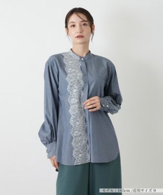 ＜BOURGE (Women)＞レースバンドカラー比翼ブラウス
