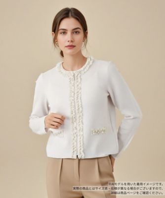 ＜BOURGE (Women)＞ラメフリルジップカーディガン