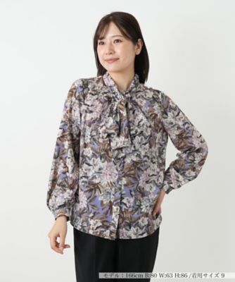 ＜Leilian (Women)＞花柄２ＷＡＹリボンブラウス【ＲＯＣＨＡＳ　Ｐｒｅｍｉｅｒｅ】【ＥＲＩＣＡ】