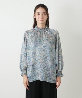 ペイズリーハイネックブラウス【ROCHAS Premiere
