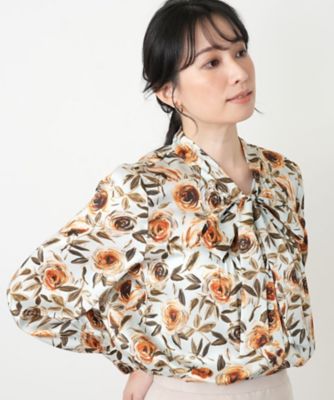 ＜Leilian (Women)＞花柄リボンブラウス【ＲＯＣＨＡＳ　Ｐｒｅｍｉｅｒｅ】【ＲＡＴＴＩ】