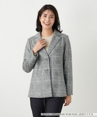 チェック柄テーラードジャケット【Leilian WHITE 