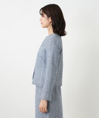 レリアン●極美品●2Bラメ入りミックスツイードジャケット 宝石釦 セレモニー L レリアン○極美品○2Bラメ入りミックスツイードジャケット 宝石釦