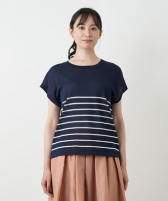 ボーダーニットベスト【Leilian WHITE LABEL