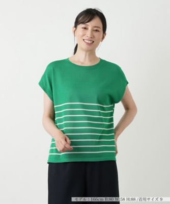 leilian - 新品 ※レリアン Leilian ボーダーVネックメッシュニット XLサイズ相当 BPF03_0500222_40100?$VS_1500$