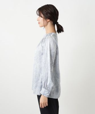 ペイズリー柄ギャザーブラウス【Leilian WHITE LABEL 