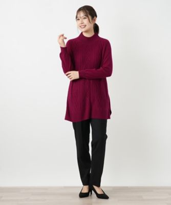 カシミヤケーブル編みボトルネックニット | Leilian (Women)/レリアン