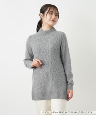 カシミヤケーブル編みボトルネックニット | Leilian (Women)/レリアン