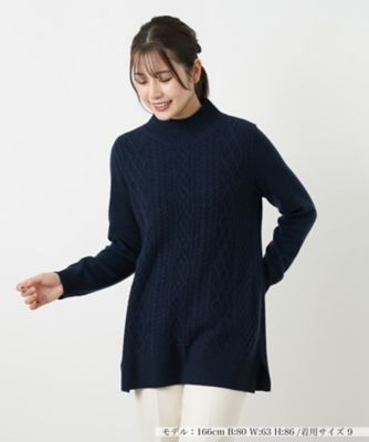 ＜Leilian (Women)＞カシミヤケーブル編みボトルネックニット