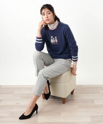 ＜Leilian (Women)＞カシミヤ刺繍クルーネックニット【Ｌｅｉｌｉａｎ　ＷＨＩＴＥ　ＬＡＢＥＬ】