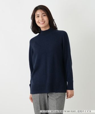 カシミヤハイネックネップニット【Leilian WHITE