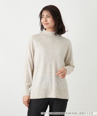 カシミヤハイネックネップニット【Leilian WHITE