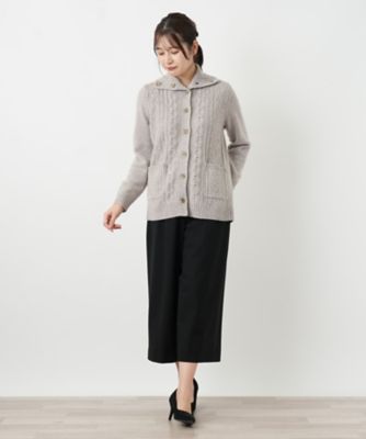 イタリア製　カシミヤ100% レリアン　フード付きケーブルニットカーディガン カシミヤケーブル編みカーディガン | Leilian (Women)/レリアン | 三越