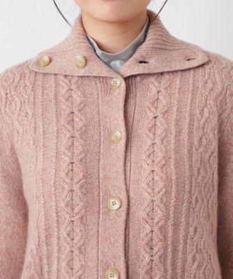 イタリア製　カシミヤ100% レリアン　フード付きケーブルニットカーディガン イタリア製 カシミヤ100% レリアン フード付きケーブルニット