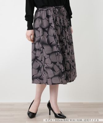＜BOURGE (Women)＞幾何学柄プリーツ切替スカート