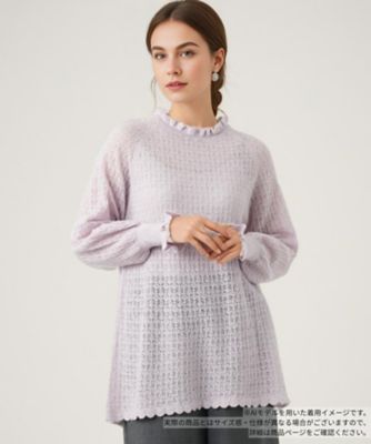 ＜BOURGE (Women)＞透かし編みレースフリルニット