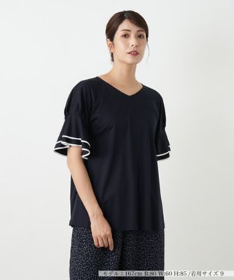 極美品◆23区◆接触冷感〈洗える〉フレアスリーブカットソー　大きいサイズ　48 フレアスリーブカットソー | BOURGE (Women)/ブールジュ | 三越