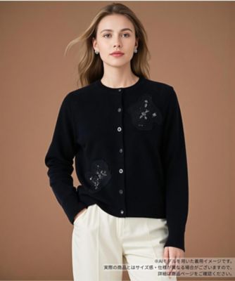 ＜BOURGE (Women)＞チュールビジューニットカーディガン