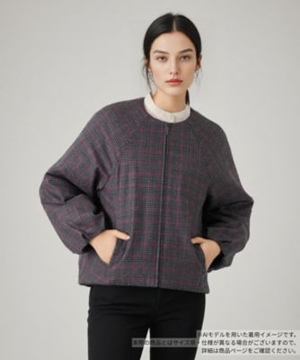 ＜BOURGE (Women)＞中わた入りチェックノーカラージャケット