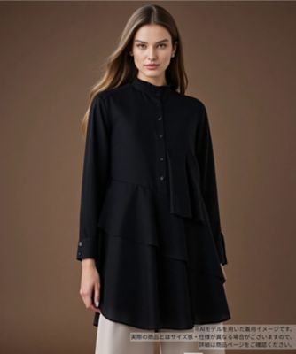 BOURGE (Women)/ブールジュ スタンドカラーティアードブラウス 39ネービーブル トップス【三越伊勢丹/公式】