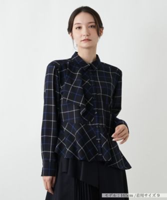 ＜BOURGE (Women)＞チェックペプラムブラウス