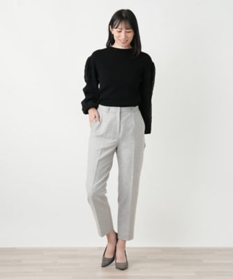 ヘリンボーンクロップドパンツ【Leilian WHITE LABEL