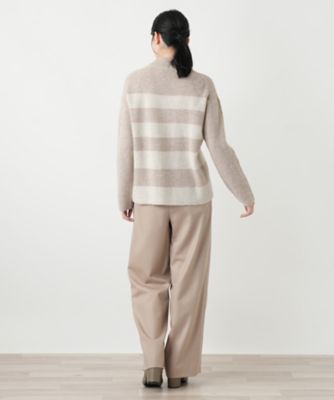 スパンコールヤーンハイネックボーダーニット【Leilian
