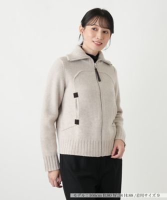 ＜Leilian (Women)＞ジップアップカーディガン【Ｌｅｉｌｉａｎ　ＷＨＩＴＥ　ＬＡＢＥＬ】