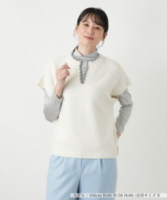 ＜Leilian (Women)＞スキッパーニットベスト【Ｌｅｉｌｉａｎ　ＷＨＩＴＥ　ＬＡＢＥＬ】