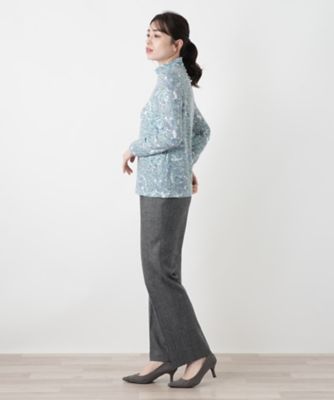 ペイズリー柄ハイネックカットソー【Leilian WHITE