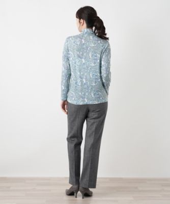 ペイズリー柄ハイネックカットソー【Leilian WHITE