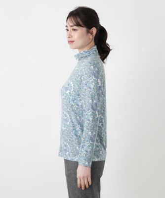 ペイズリー柄ハイネックカットソー【Leilian WHITE