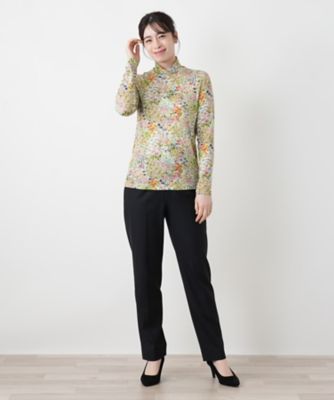 【新品】定価34,100円　レリアン　総柄ハイネックカットソー ピンク　13＋ 小花柄ハイネックカットソー【Leilian WHITE LABEL