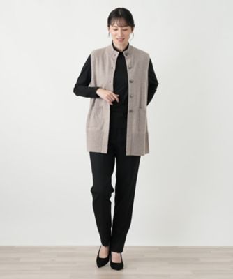 みっくんさま専用　カシミヤ　前開きベスト　白　LL カシミヤニットベスト【Leilian WHITE LABEL