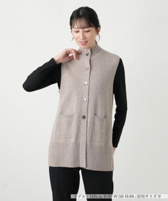 みっくんさま専用　カシミヤ　前開きベスト　白　LL カシミヤニットベスト【Leilian WHITE LABEL