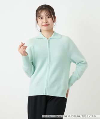 ＜Leilian (Women)＞カシミヤジップカーディガン【Ｌｅｉｌｉａｎ　ＷＨＩＴＥ　ＬＡＢＥＬ】