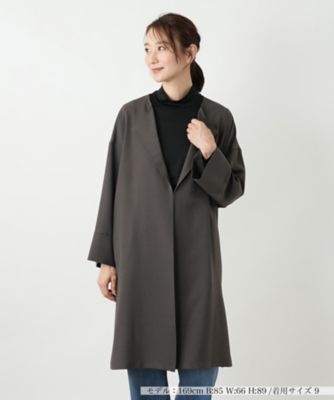 レリアン　ロングコート　一重　グレージュ　腰紐付き　ポケットあり　サイドスリット レリアン ロングコート 一重 グレージュ 腰紐付き ポケットあり