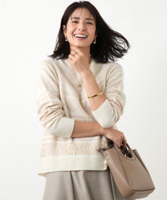 ＜Leilian (Women)＞フェアアイル柄ニットプルオーバー【Ｌｅｉｌｉａｎ　ＷＨＩＴＥ　ＬＡＢＥＬ】