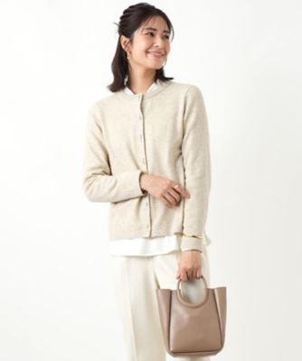＜Leilian (Women)＞ビジュークルーネックカーディガン【Ｌｅｉｌｉａｎ　ＷＨＩＴＥ　ＬＡＢＥＬ】