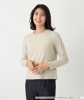 ビジュークルーネックニット【Leilian WHITE LABEL