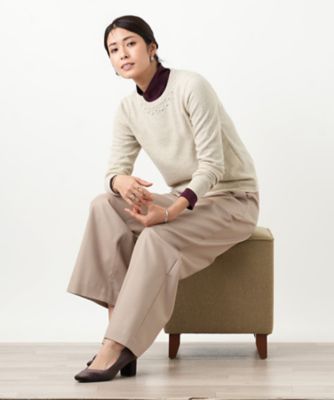 ＜Leilian (Women)＞ビジュークルーネックニット【Ｌｅｉｌｉａｎ　ＷＨＩＴＥ　ＬＡＢＥＬ】