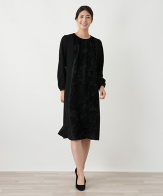 異素材切り替えワンピース【セレモニー】【Leilian WHITE