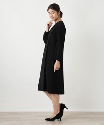 異素材切り替えワンピース【セレモニー】【Leilian WHITE