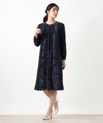 異素材切り替えワンピース【セレモニー】【Leilian WHITE