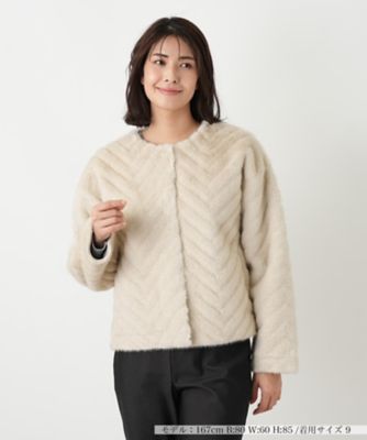 ＜Leilian (Women)＞フェイクファージャケット【セレモニー】【Ｌｅｉｌｉａｎ　ＷＨＩＴＥ　ＬＡＢＥＬ】
