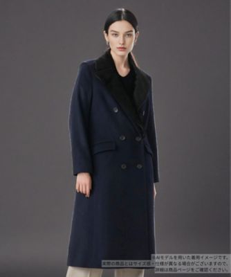 ＜BOURGE (Women)＞フェイクファー切替ダブルブレストコート
