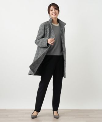 ツイードスタンドカラーコート【Leilian WHITE LABEL