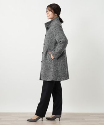 美品 Leilian ステンカラーコート ツイード ウール 着丈115㎝ 9号 ネップツイードステンカラーコート[品番：LAVW0007242]｜Leilian PLUS